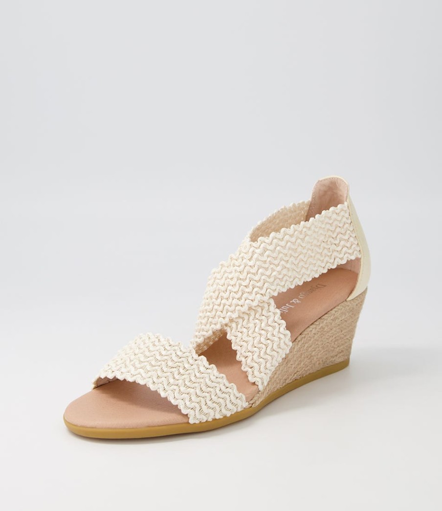 DJANGO & JULIETTE Briage Natural Weave Elastic Leather Espadrilles | Wedges
