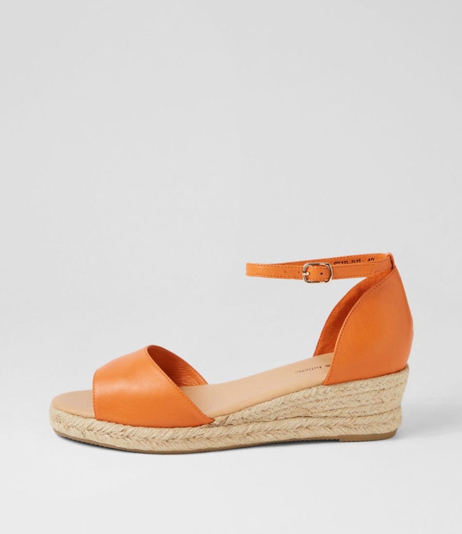 DJANGO & JULIETTE Skip Lrg Orange Natural Rope Leather Espadrilles | Espadrilles