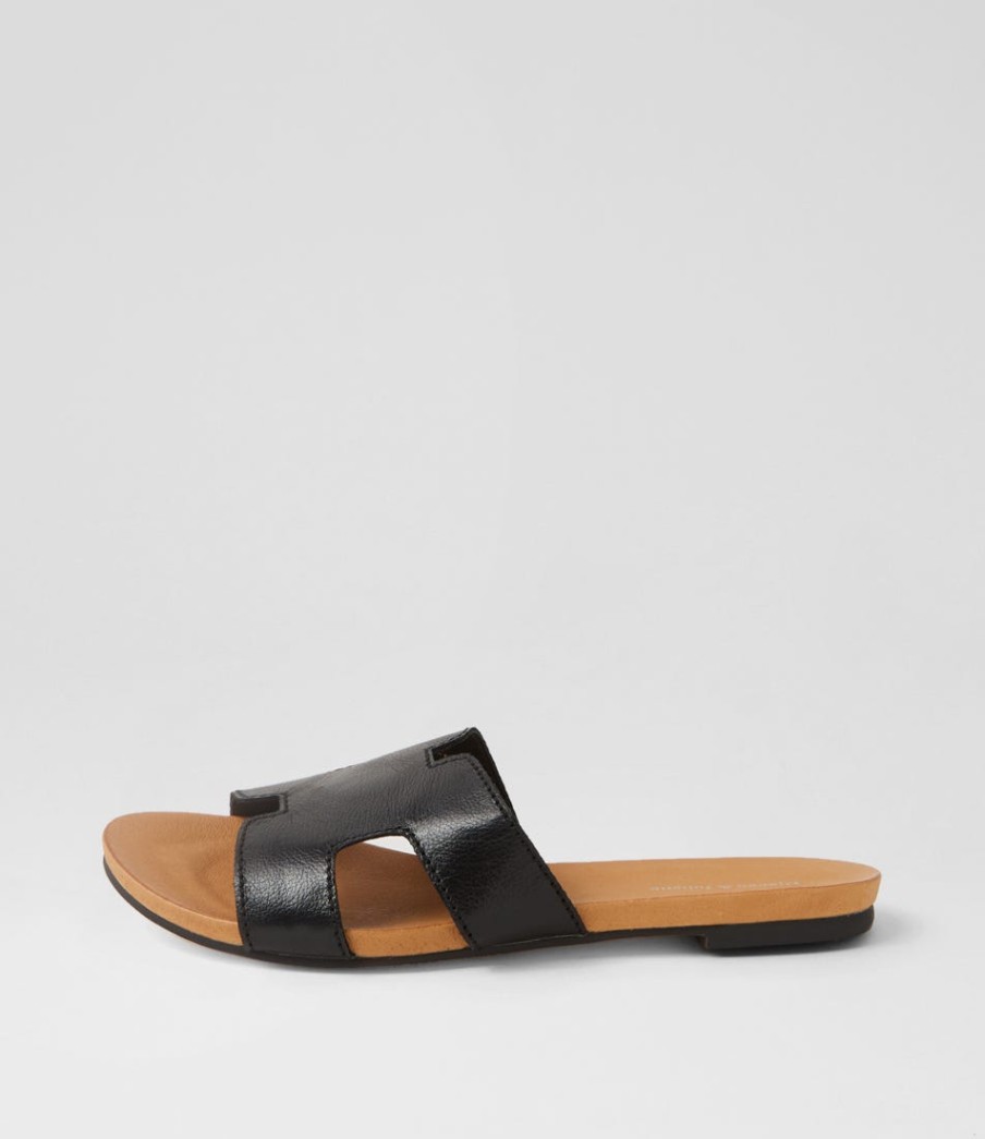 DJANGO & JULIETTE Jamel Black Leather Slides | Flats