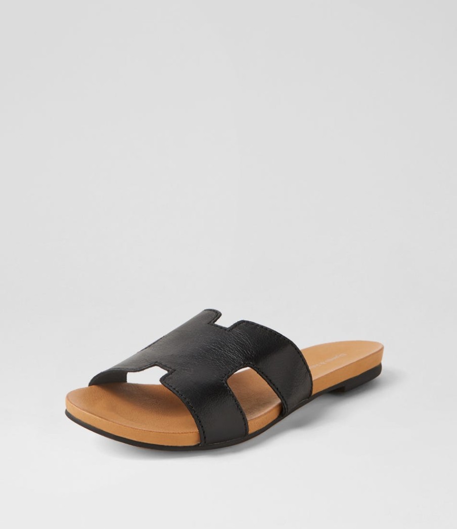 DJANGO & JULIETTE Jamel Black Leather Slides | Flats