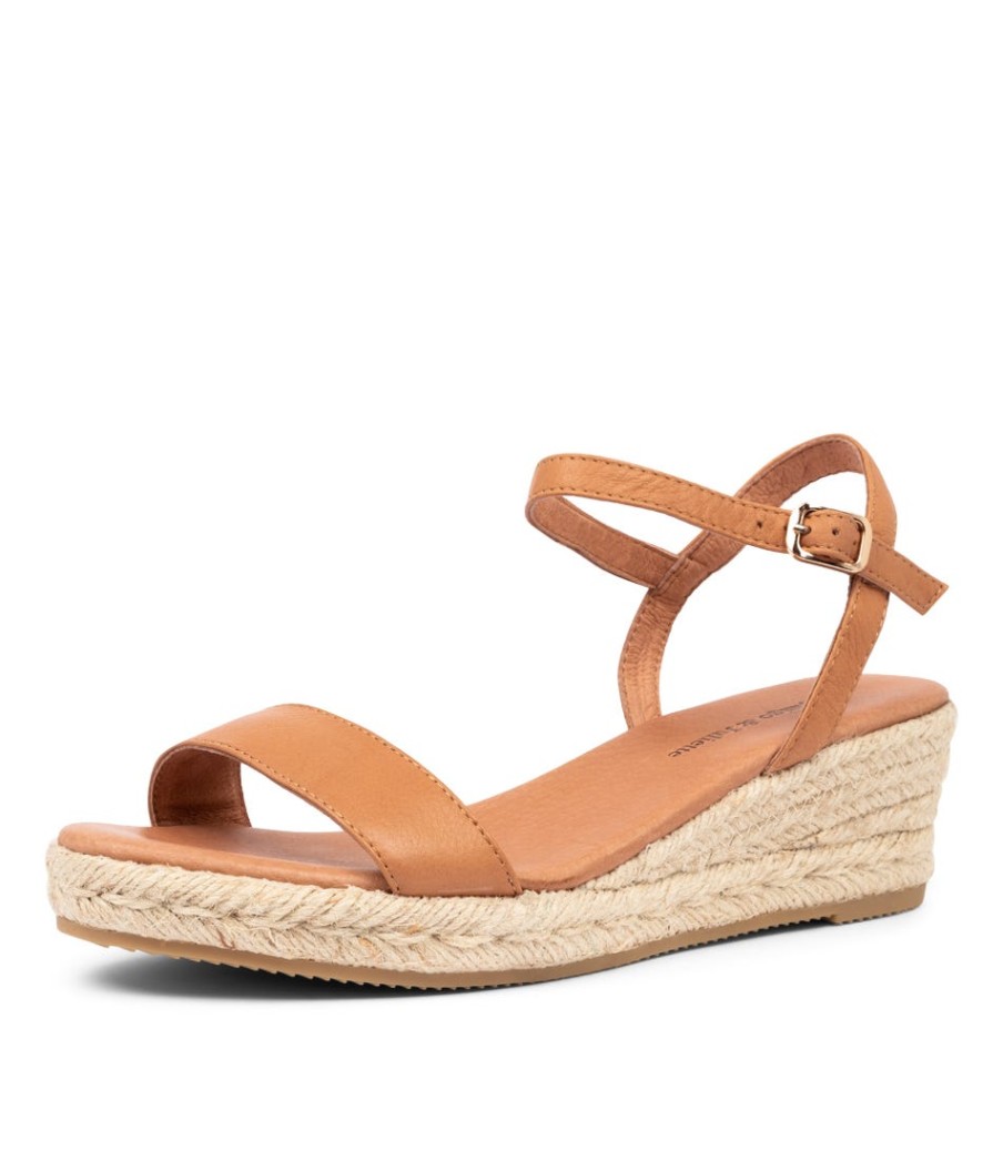 DJANGO & JULIETTE Shielay Dk Tan Leather | Espadrilles