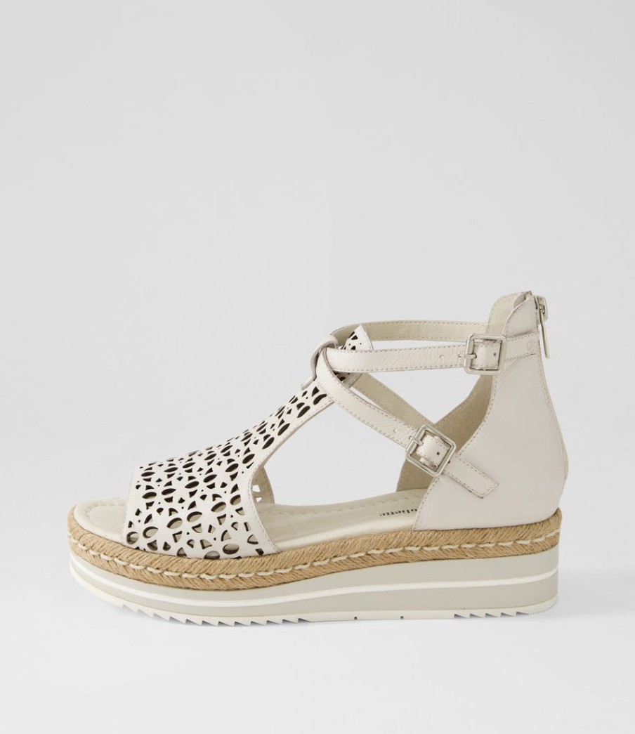 DJANGO & JULIETTE Accra Lrg Ivory Leather Espadrilles | Espadrilles