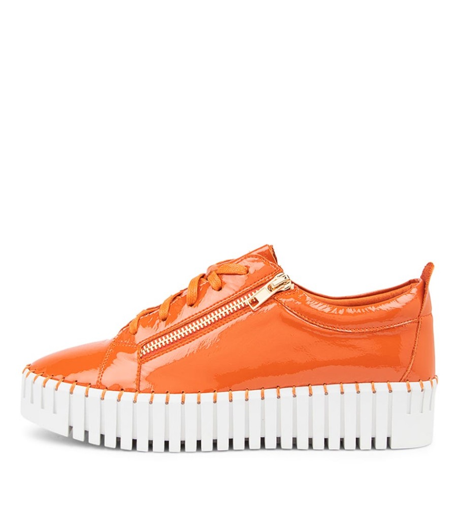 DJANGO & JULIETTE Bump Orange Patent Leather Sneakers Ws | Sneakers