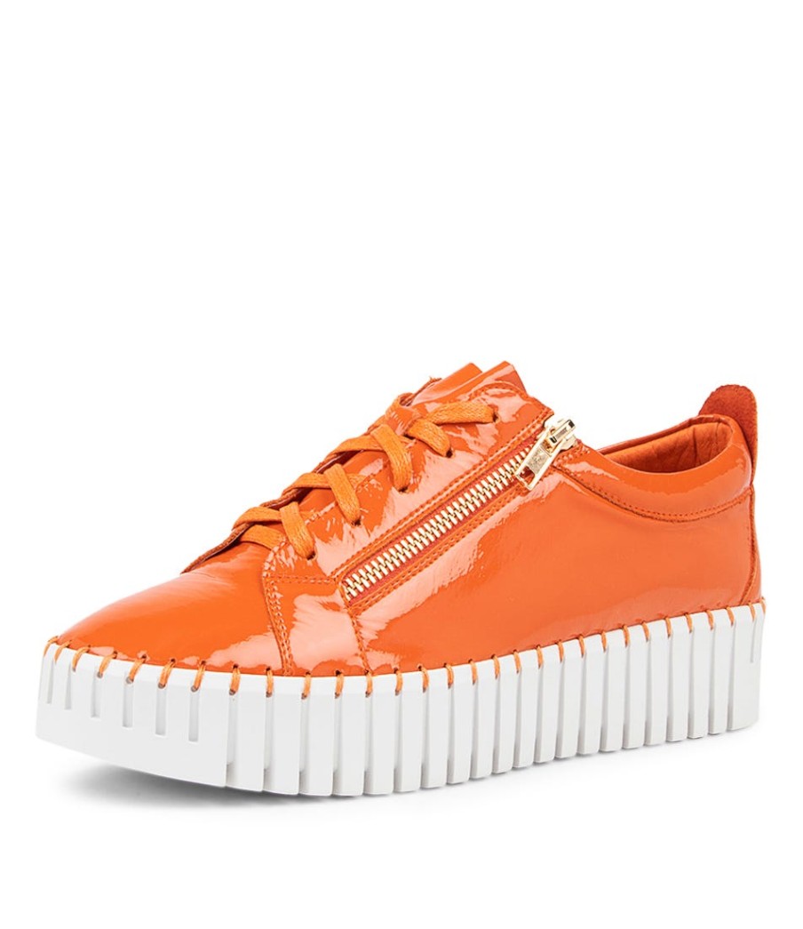 DJANGO & JULIETTE Bump Orange Patent Leather Sneakers Ws | Sneakers