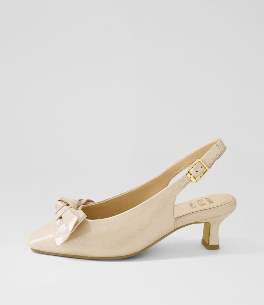 ZIERA Ondo Xw Nude Shimmer Leather Heels | Heels
