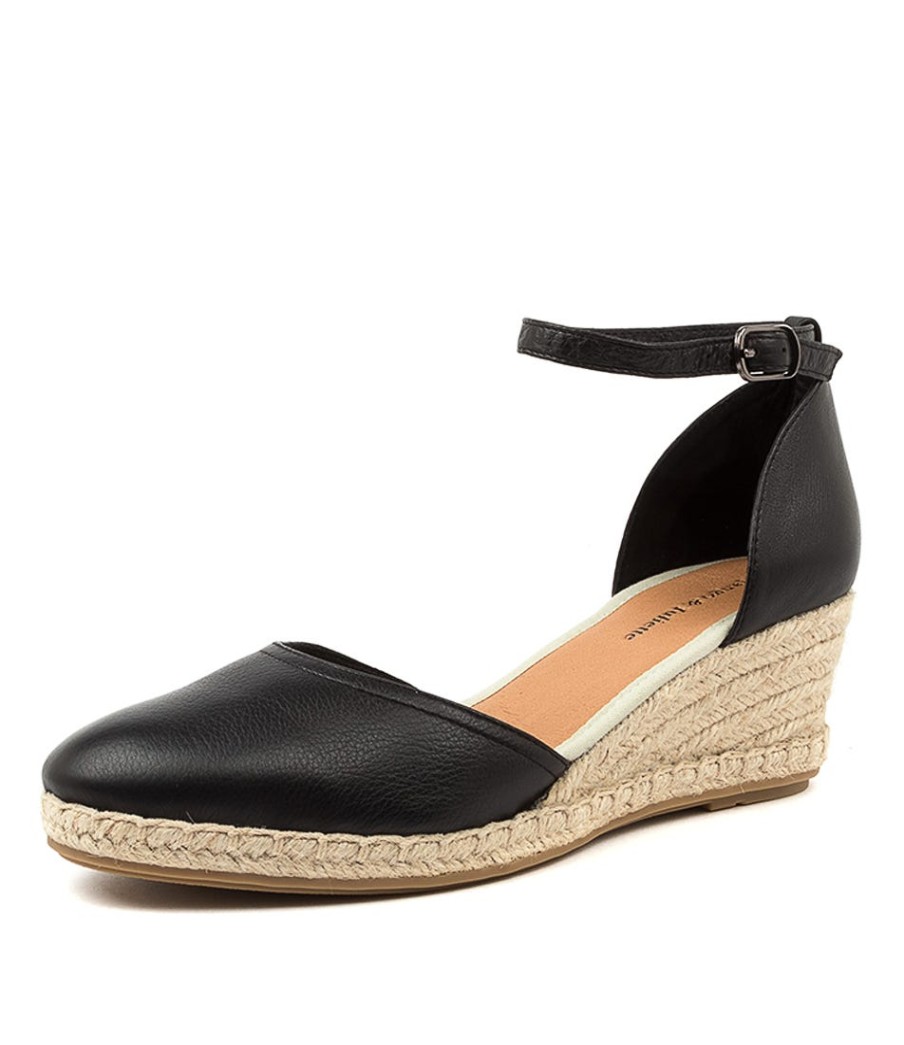 DJANGO & JULIETTE Rylen Black Leather | Espadrilles