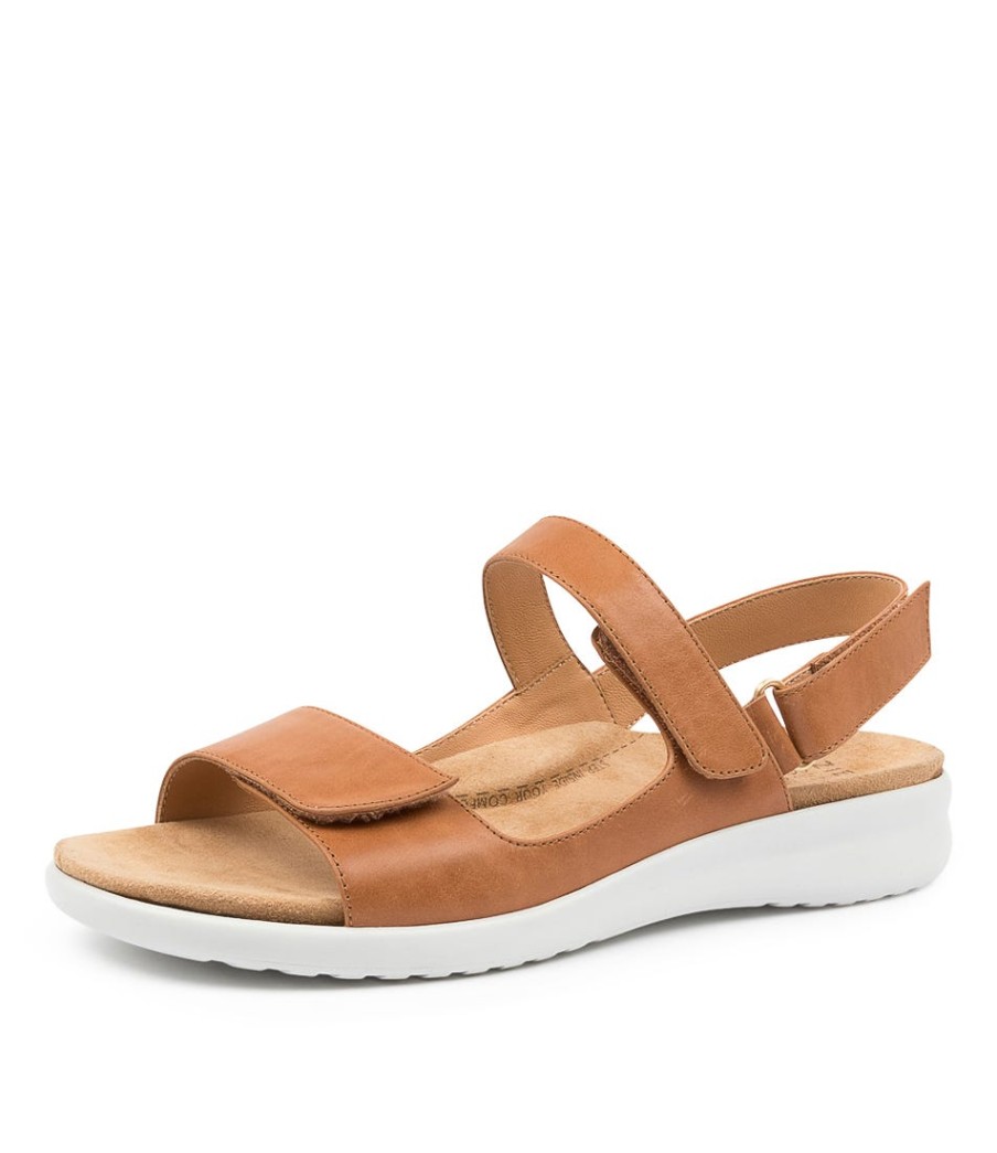 ZIERA Benji Xw Tan-Wht Leather | Wedges