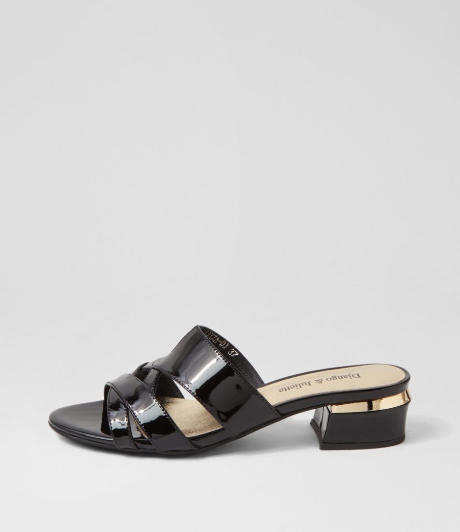 DJANGO & JULIETTE Tizza Black Patent Leather Sandals | Flats