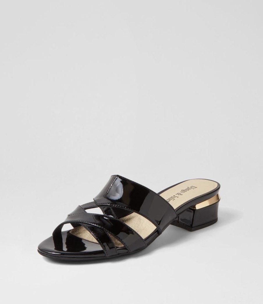 DJANGO & JULIETTE Tizza Black Patent Leather Sandals | Flats