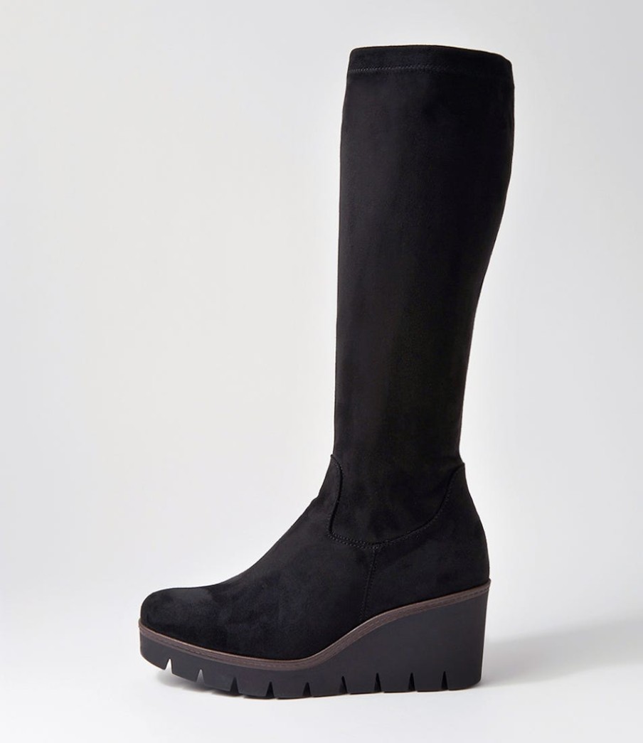 GABOR Chloette Schwarz Suede Knee High Boots | Boots