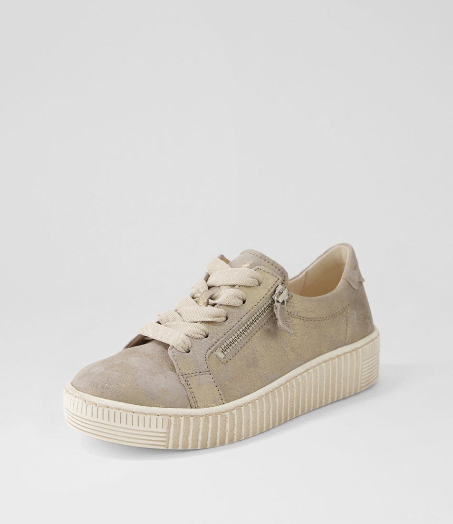 GABOR Amelia Muschel Beige Suede Sneakers | Comfort