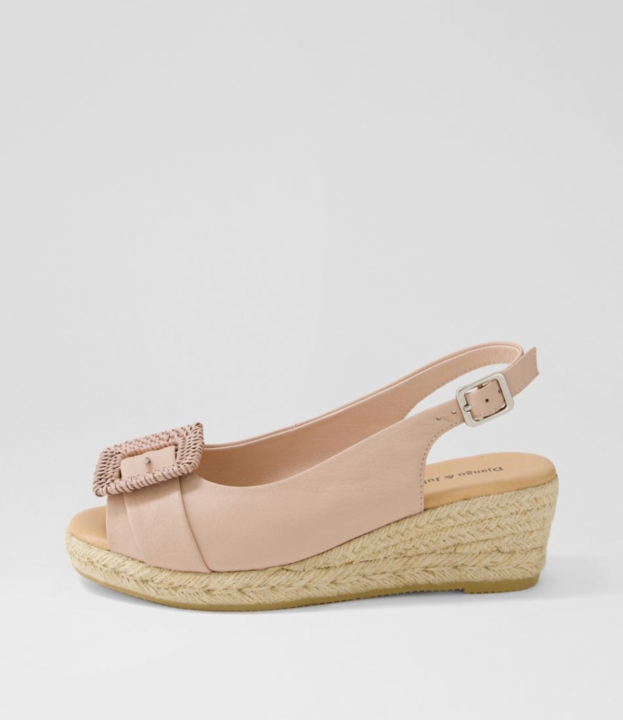 DJANGO & JULIETTE Saloso Rose Leather Buckle Sandals | Espadrilles