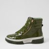 DJANGO & JULIETTE Yippie Khaki White Patent Ankle Boots | Boots