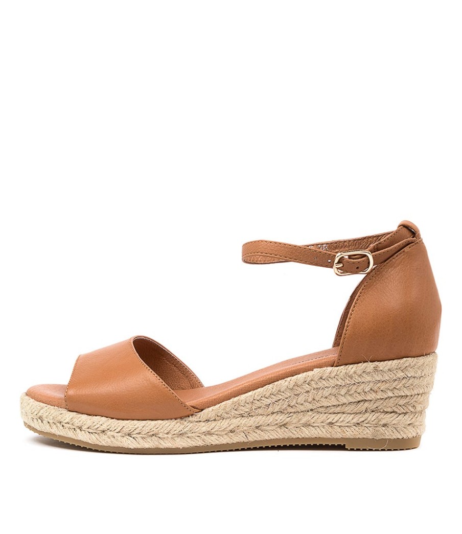DJANGO & JULIETTE Skip Lrg Dk Tan Leather | Espadrilles
