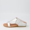 DJANGO & JULIETTE Halle Silver Leather Slides | Wedges