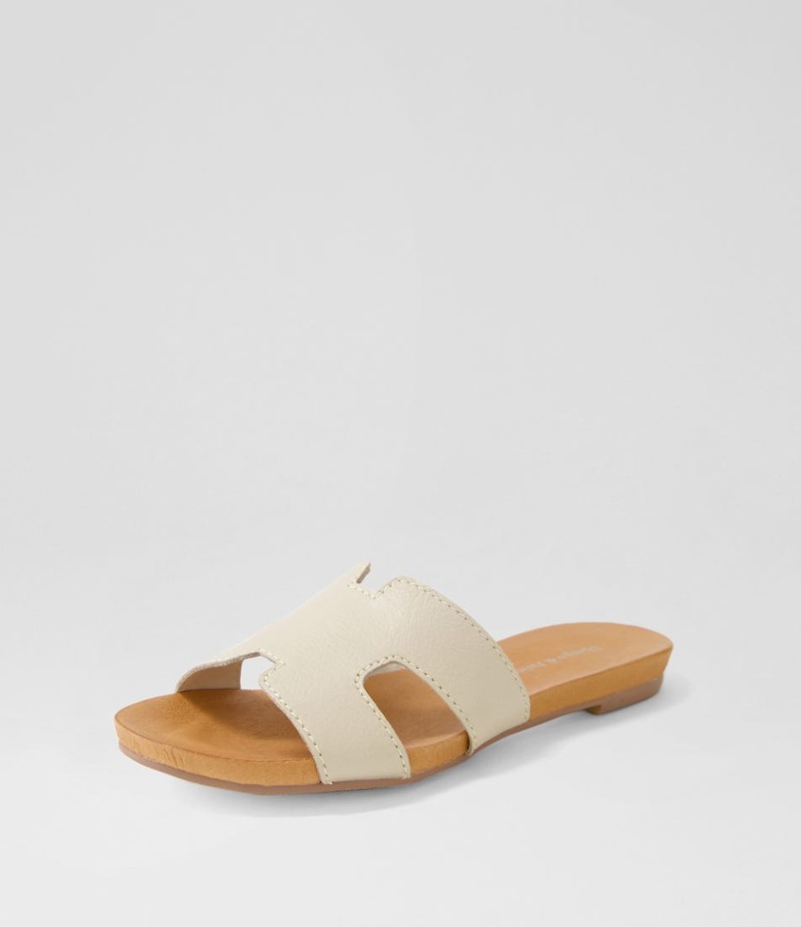 DJANGO & JULIETTE Jamel Almond Leather Slides | Flats