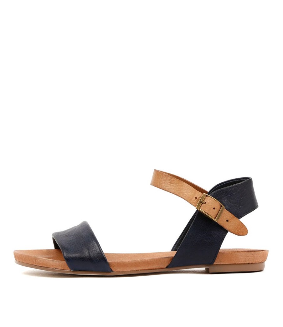 DJANGO & JULIETTE Jinnit Navy Tan Leather | Flats