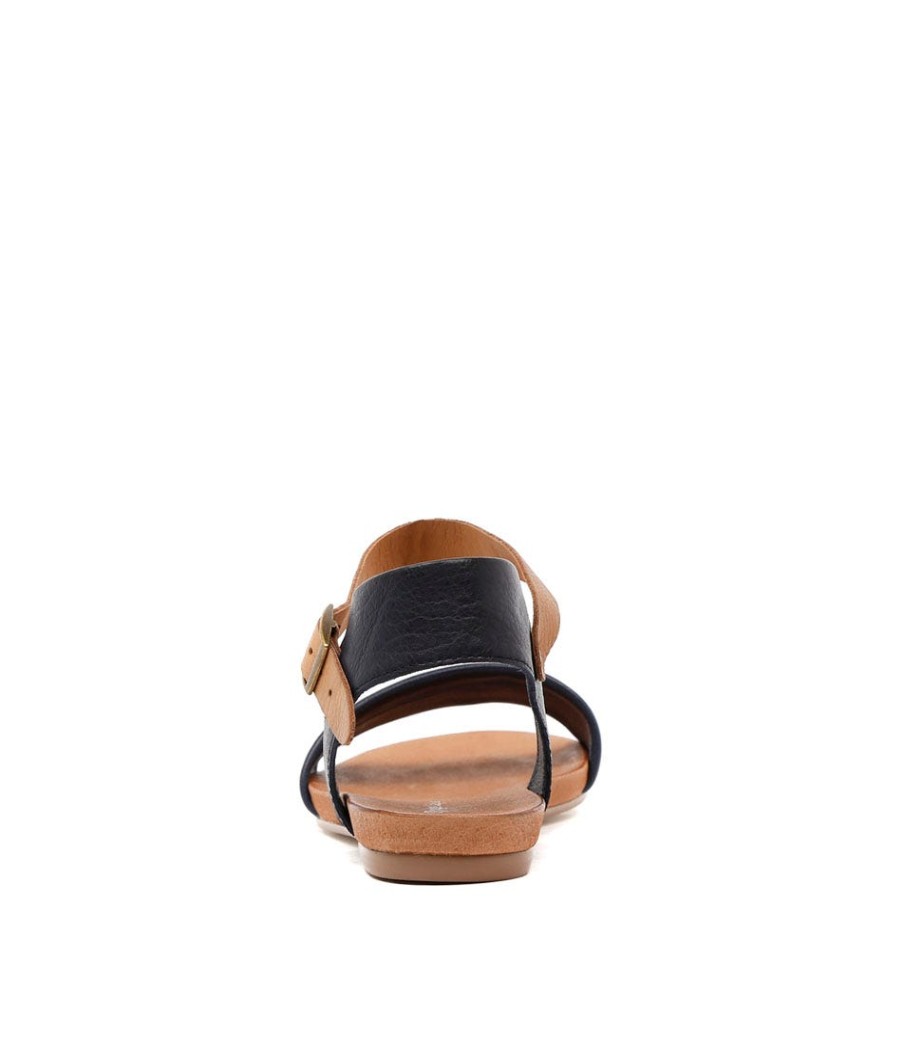DJANGO & JULIETTE Jinnit Navy Tan Leather | Flats