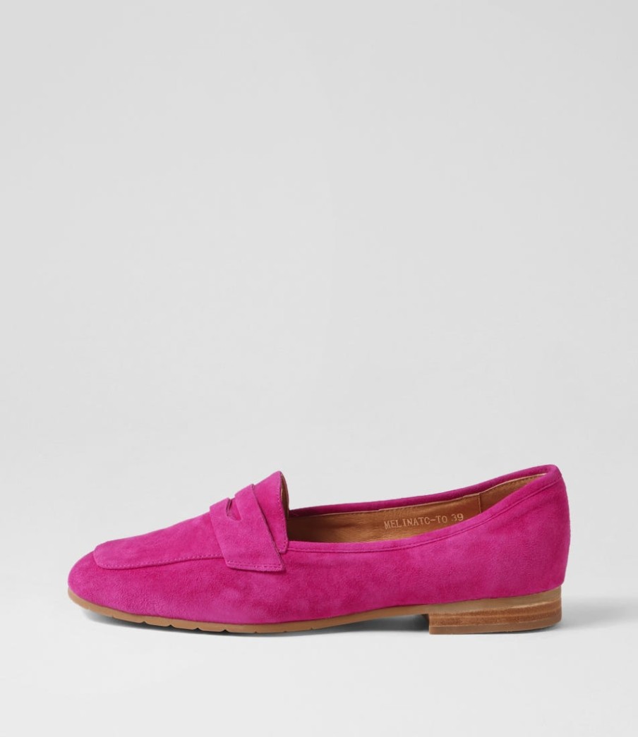 TOP END Melinato Fuchsia Suede Loafers | Loafers