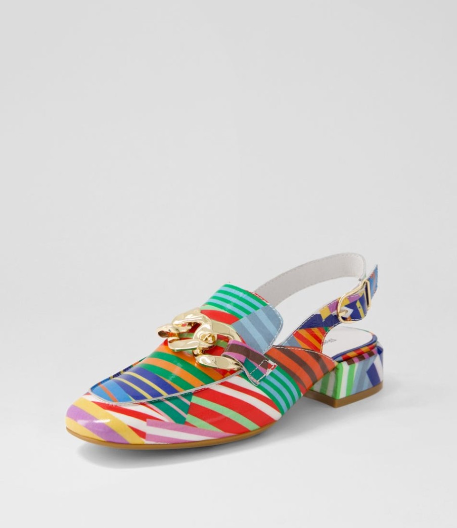 DJANGO & JULIETTE Vabor Stripe Multi Patent Leather Heels | Loafers