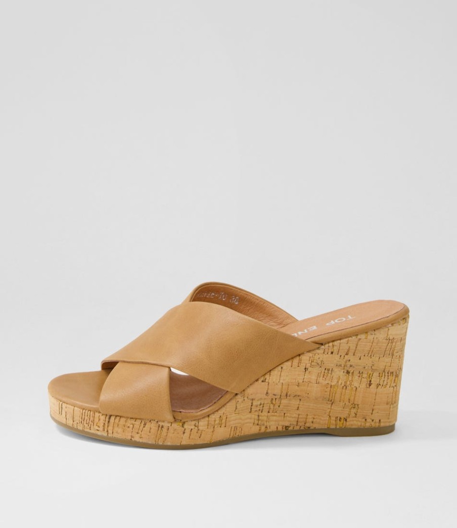 TOP END Wevie Tan Leather Sandals | Wedges