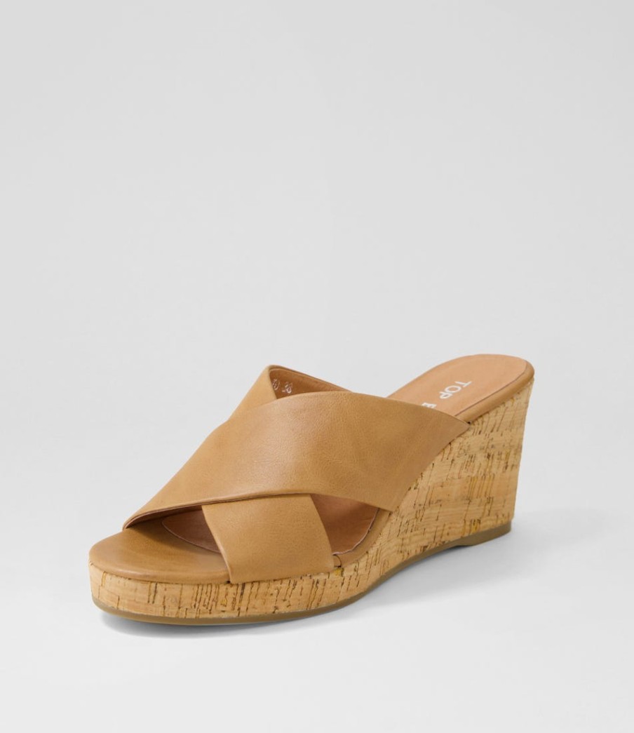 TOP END Wevie Tan Leather Sandals | Wedges