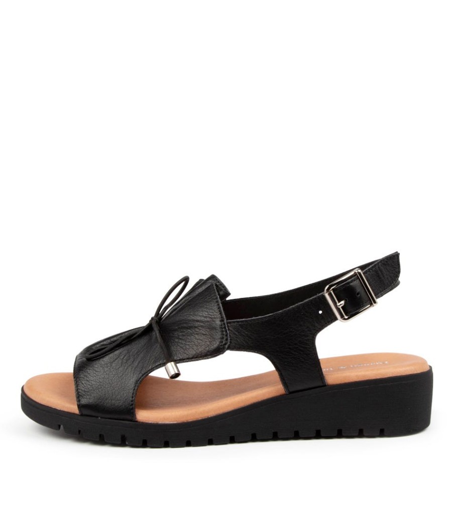DJANGO & JULIETTE Malika Black Leather | Wedges
