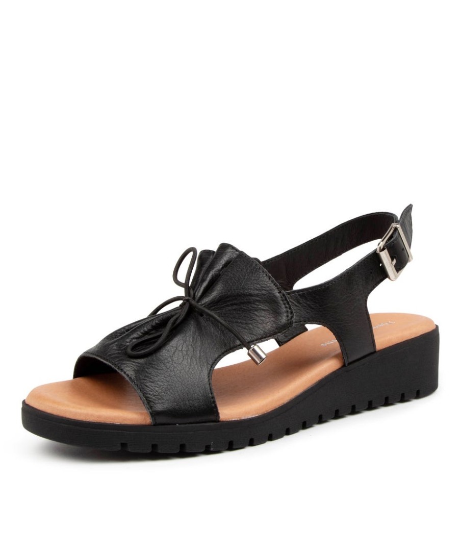 DJANGO & JULIETTE Malika Black Leather | Wedges