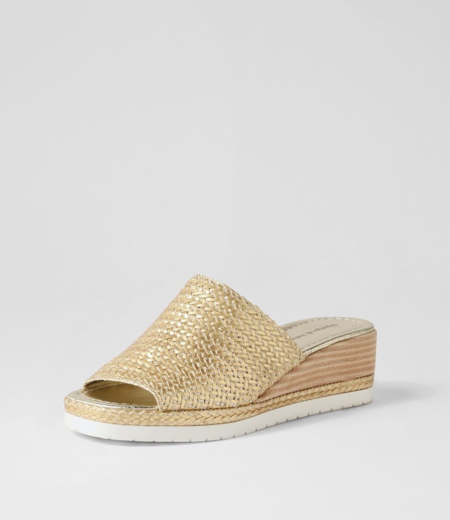 DJANGO & JULIETTE Izze Old Gold Weave Sandals | Espadrilles