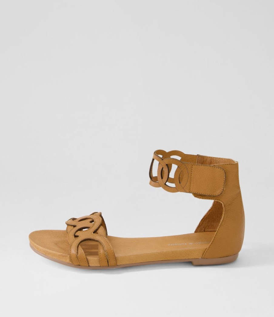 DJANGO & JULIETTE Jubu Dark Tan Leather Sandals | Flats