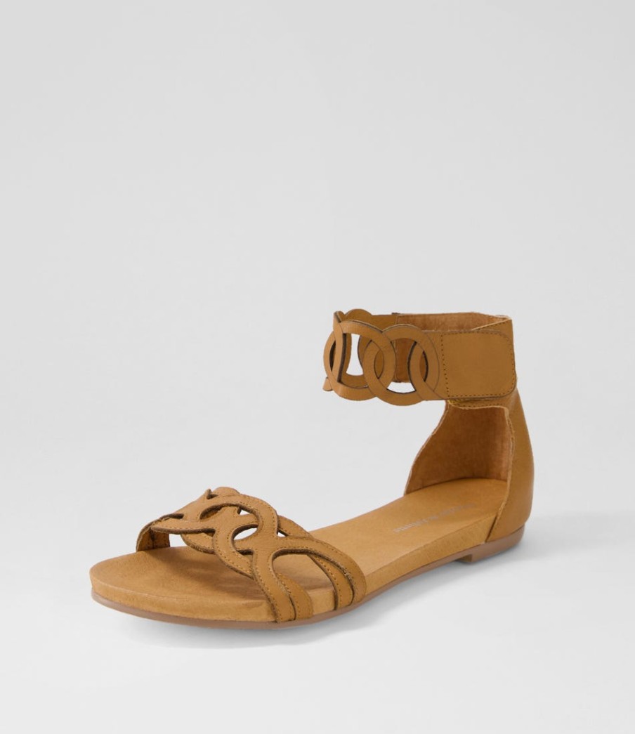DJANGO & JULIETTE Jubu Dark Tan Leather Sandals | Flats