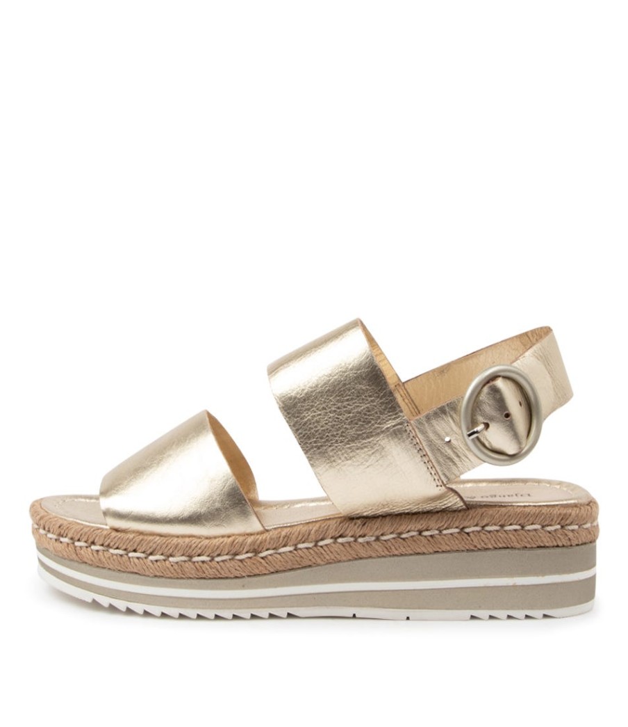 DJANGO & JULIETTE Atha Pale Gold Leather | Espadrilles