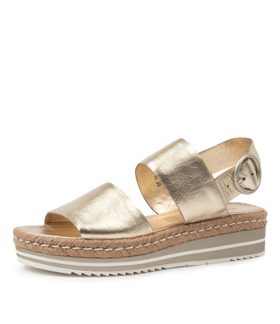 DJANGO & JULIETTE Atha Pale Gold Leather | Espadrilles