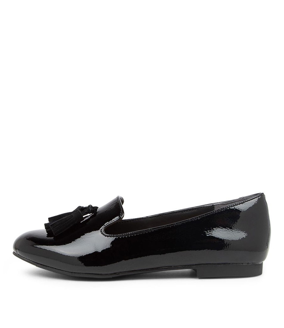 ZIERA Charter Xf Black Patent Leather Flat Shoes | Loafers