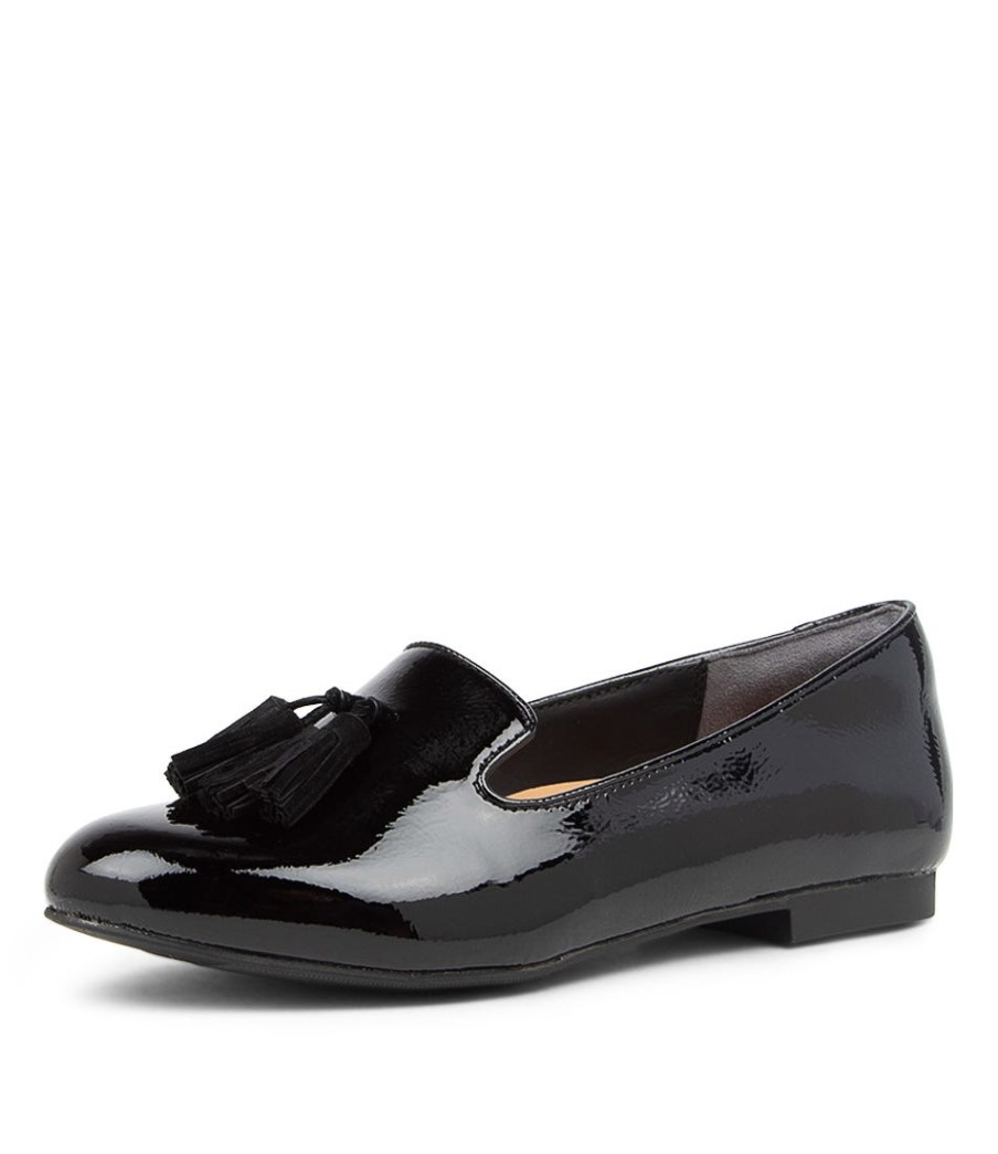 ZIERA Charter Xf Black Patent Leather Flat Shoes | Loafers