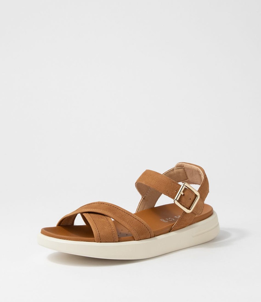 GEOX D Xand 2S B Cognac Nubuck Sandals | Comfort
