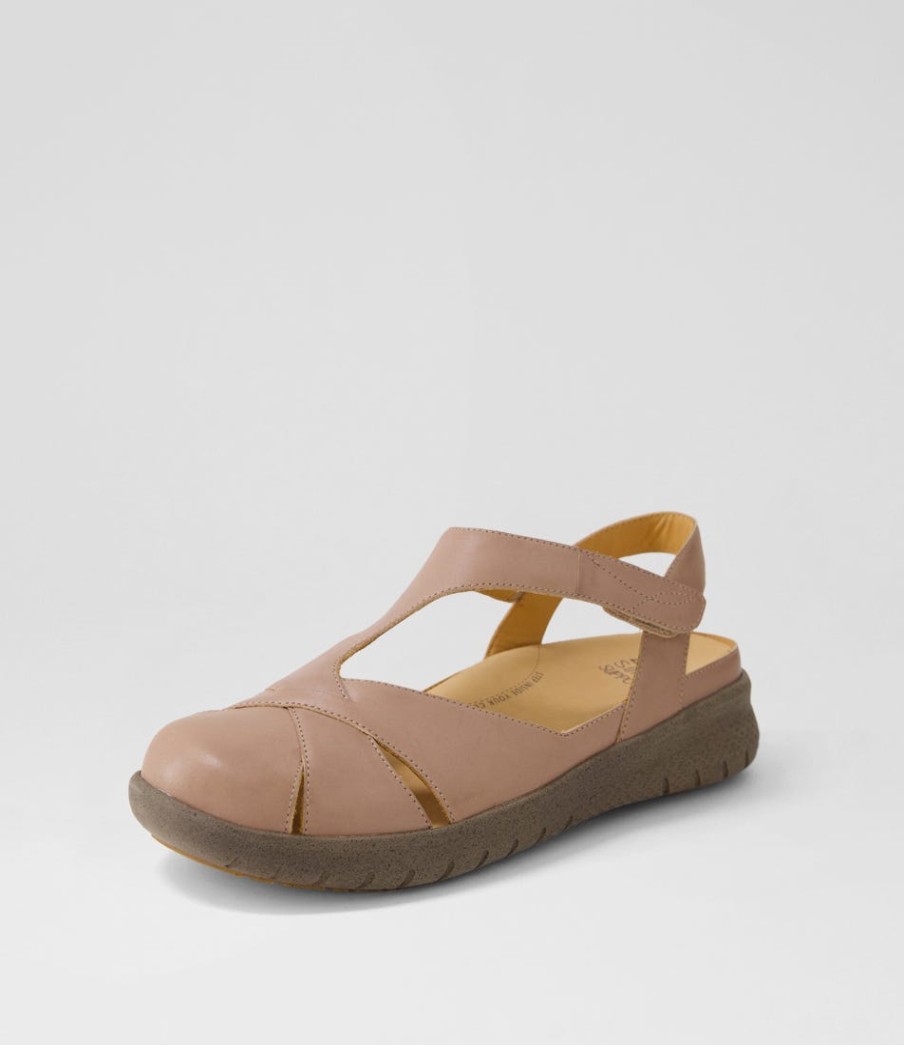 ZIERA Sofzie Xf Taupe Leather Flat Shoes | Flats