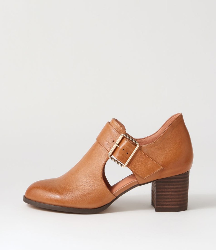 DJANGO & JULIETTE Sanfort New Tan Choc Leather Heels | Heels