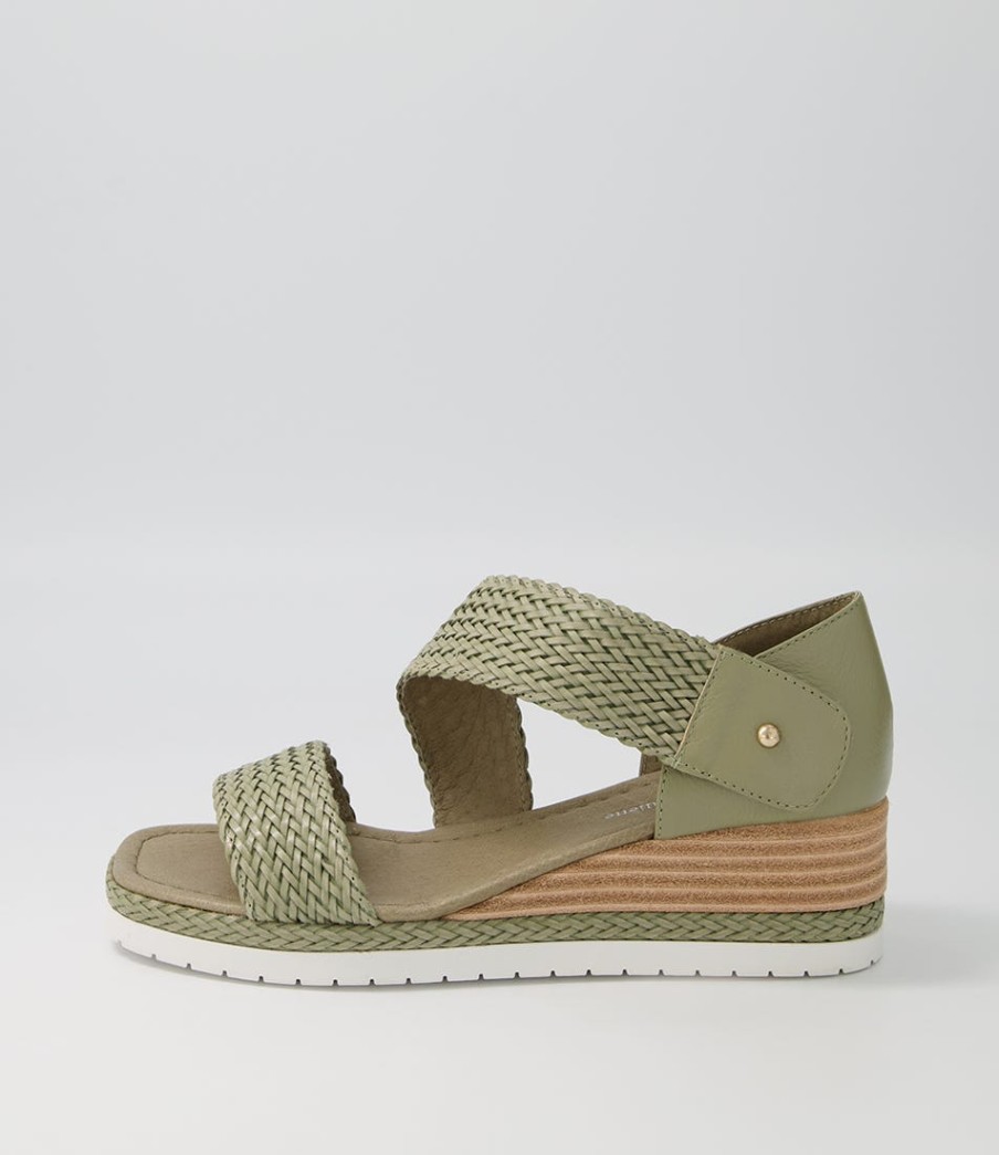DJANGO & JULIETTE Ide Khaki Weave Leather Espadrilles | Espadrilles