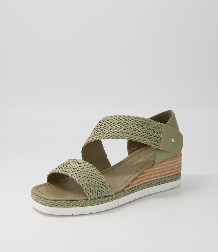 DJANGO & JULIETTE Ide Khaki Weave Leather Espadrilles | Espadrilles