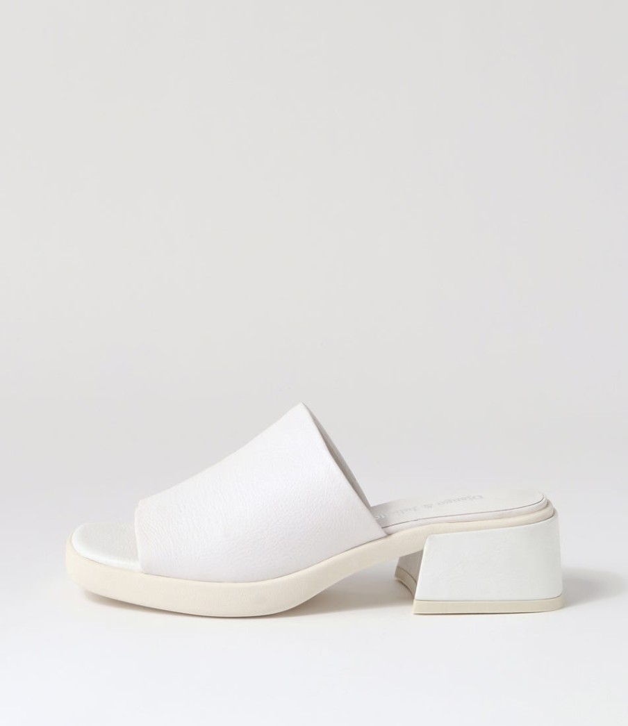 DJANGO & JULIETTE Parnee White Leather Mules | Heels