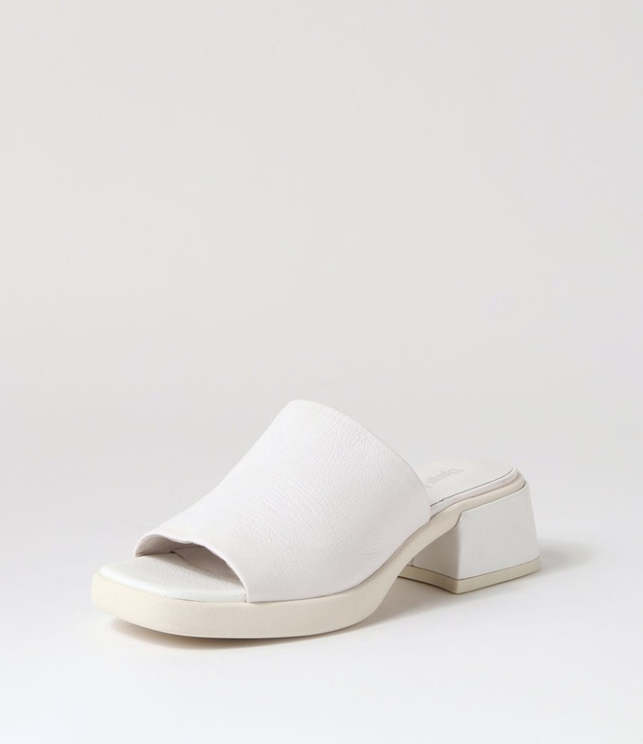 DJANGO & JULIETTE Parnee White Leather Mules | Heels