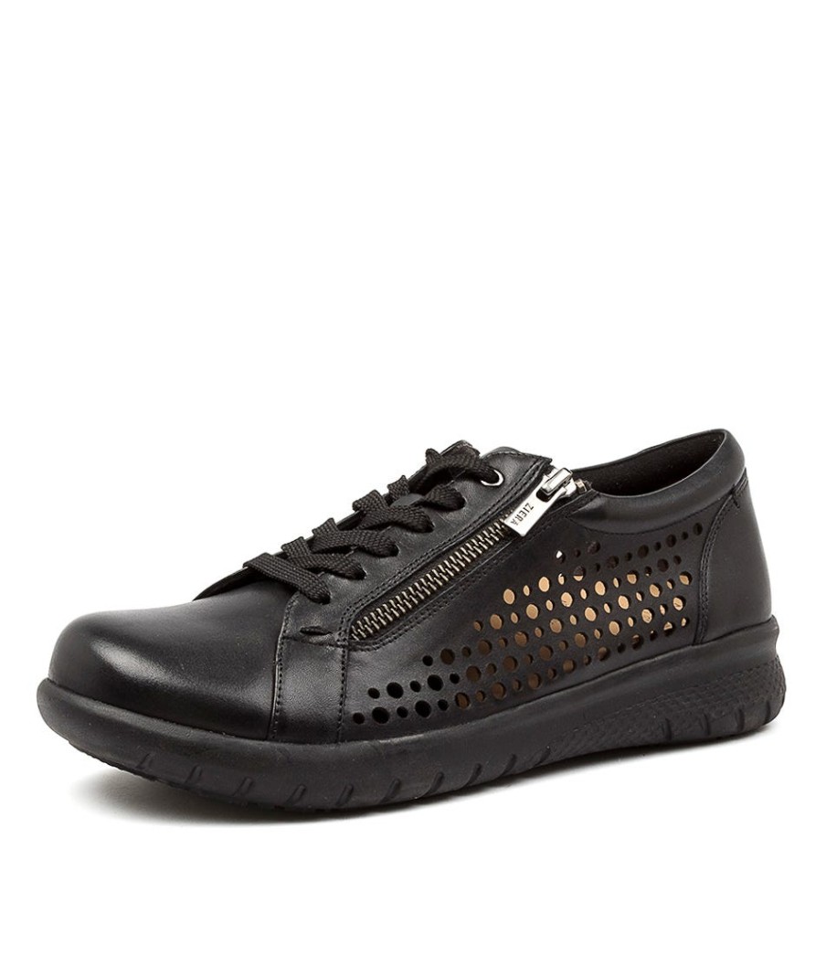 ZIERA Shovo Xf Black Leather | Wedges