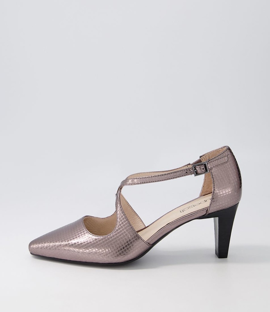 SUPERSOFT Marnee2 Gunmetal Snake Leather Heels | Comfort