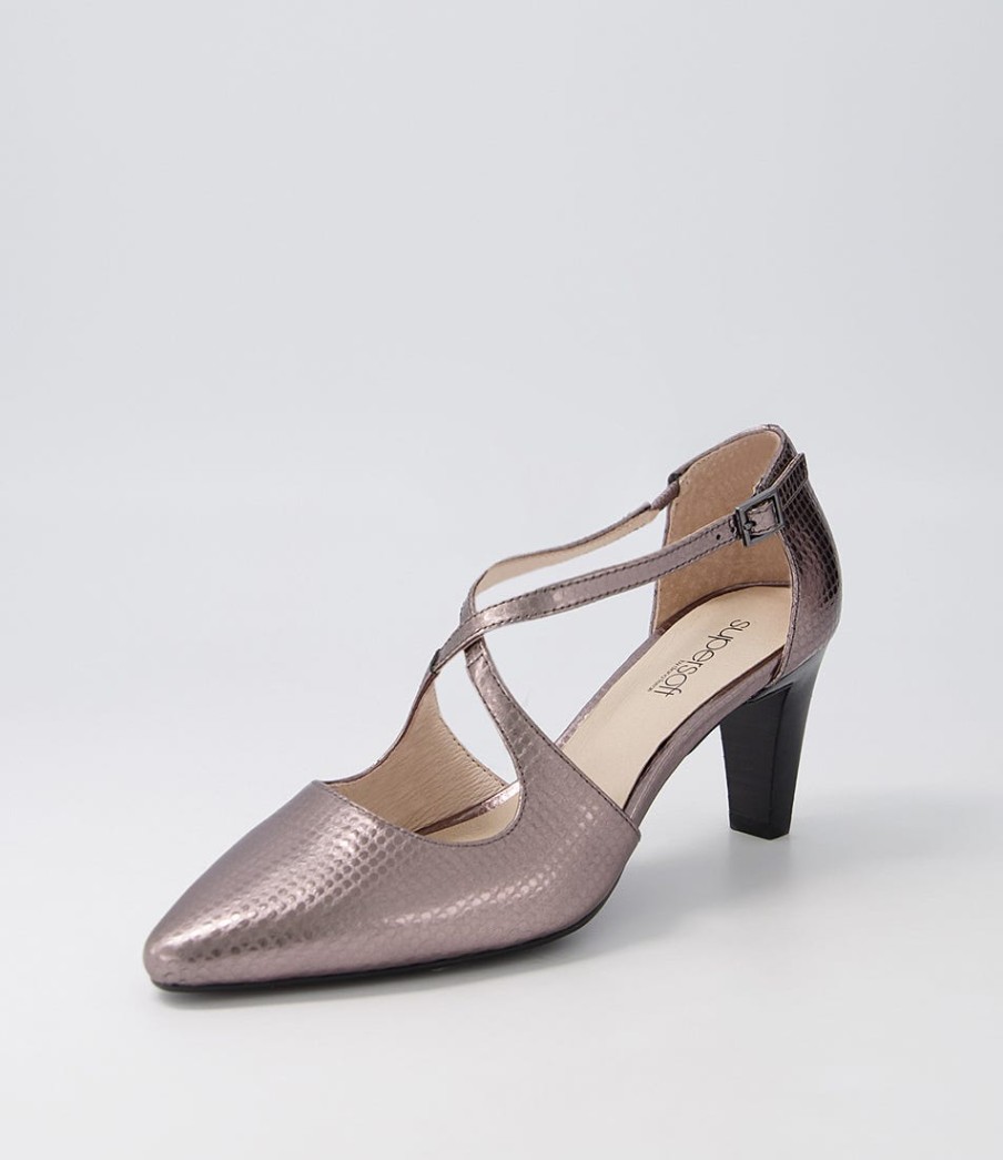 SUPERSOFT Marnee2 Gunmetal Snake Leather Heels | Comfort