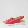 ZIERA Bari Xw Fuchsia White Leather Sandals | Wedges