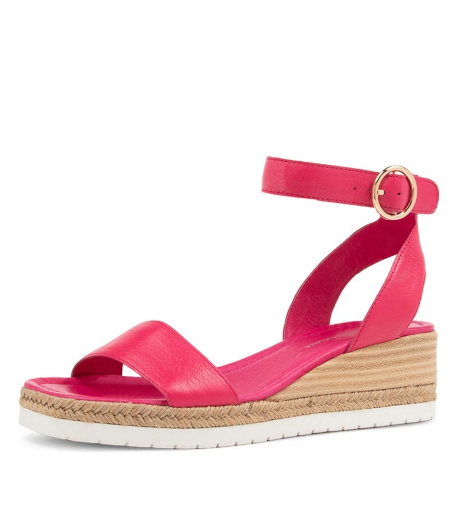 DJANGO & JULIETTE Irish Bright Pink Leather Sandals | Espadrilles