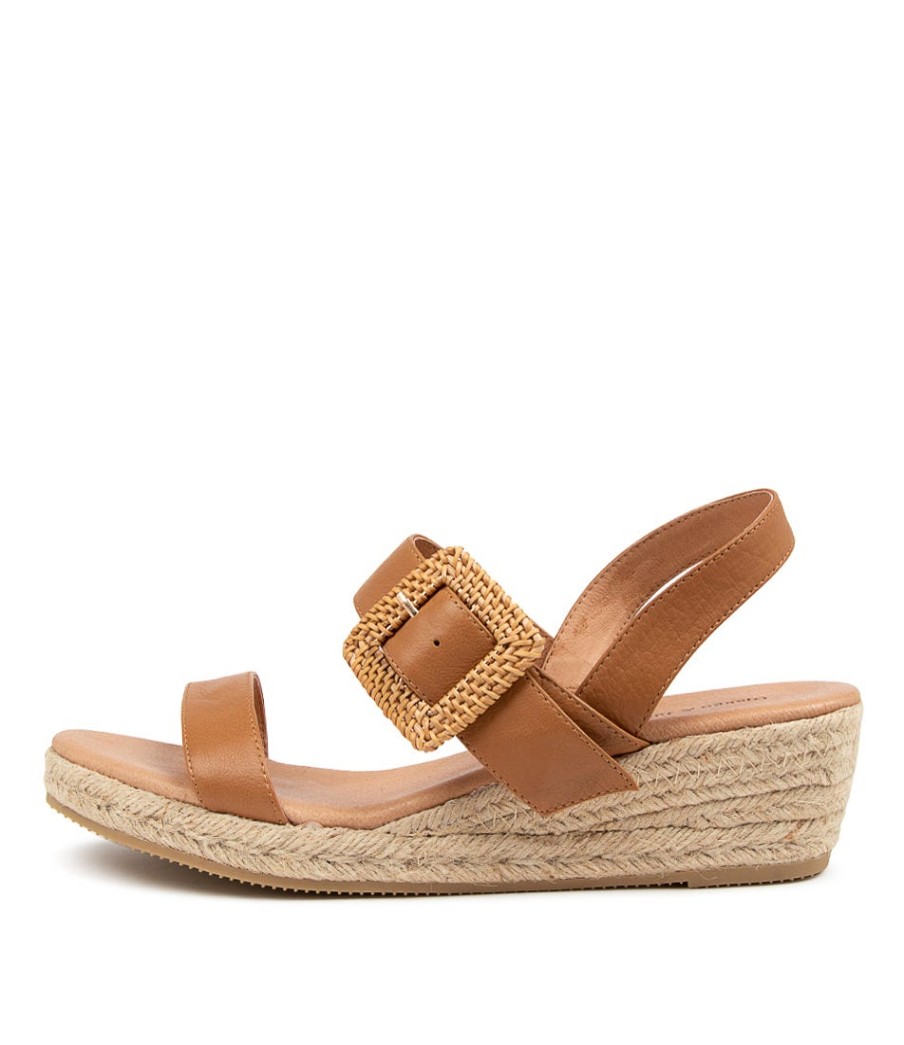 DJANGO & JULIETTE Samiya Lrg Dk Tan Leather | Espadrilles