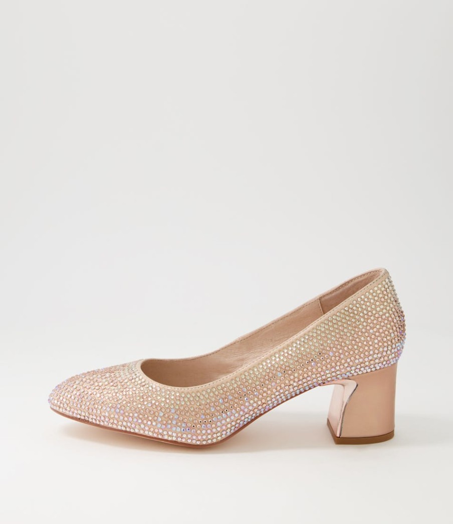 DJANGO & JULIETTE Jenice Rose Gold Petrol Leather Heels | Heels