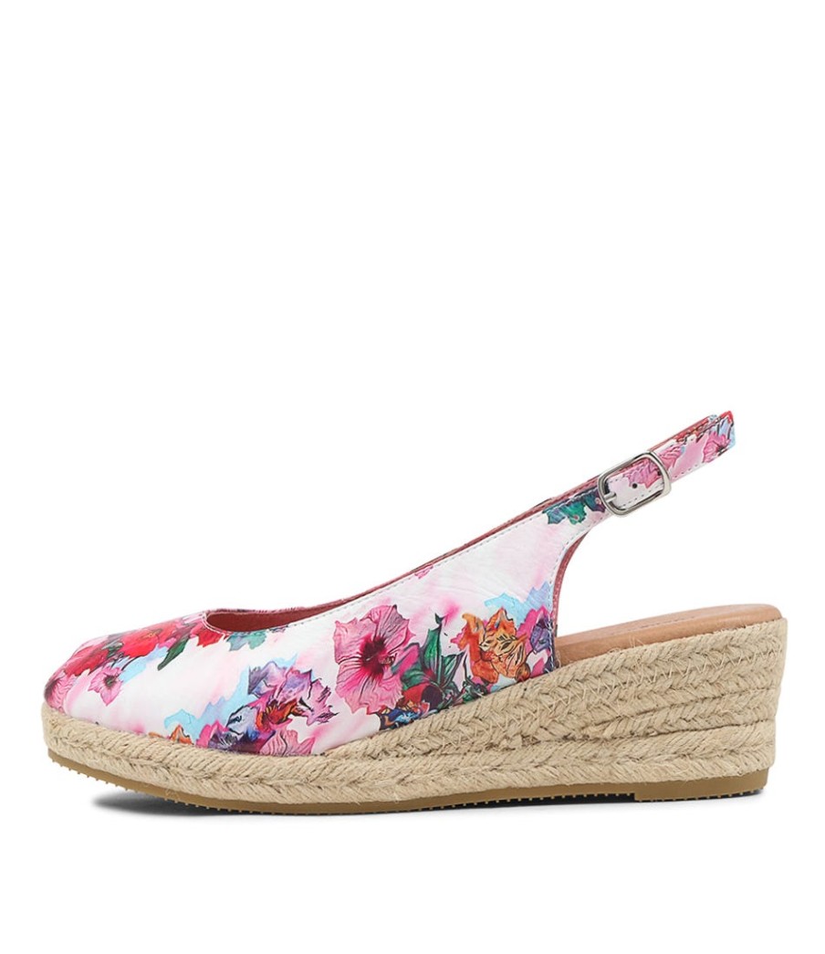 DJANGO & JULIETTE Saniarly Poppy Print Rope Leather Sandals | Espadrilles